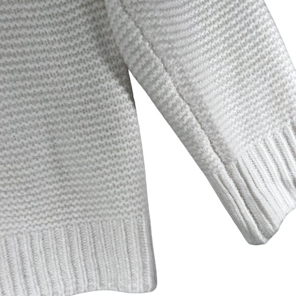 Cyrus Colorblock Knit Sweater Cable Detail Blue Cream White XL Wool Blend Soft - Picture 6 of 11